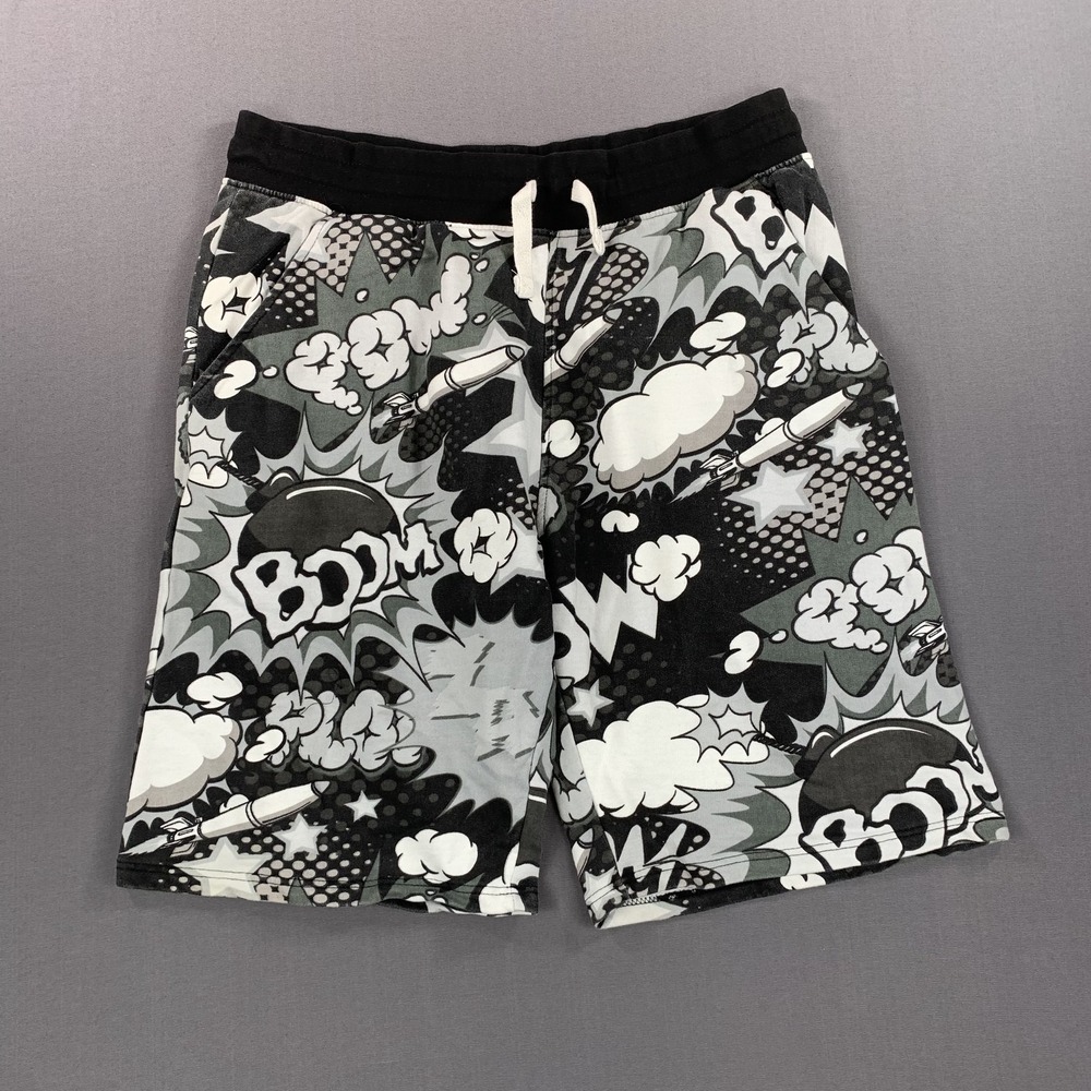 Imperious Shorts Mens 2XL Black Gray White Comic Book Boom Graphic Cotton Casual